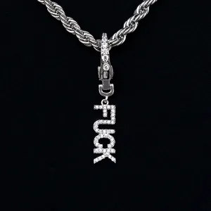 "Fuck" Clip On Pendant in White Gold