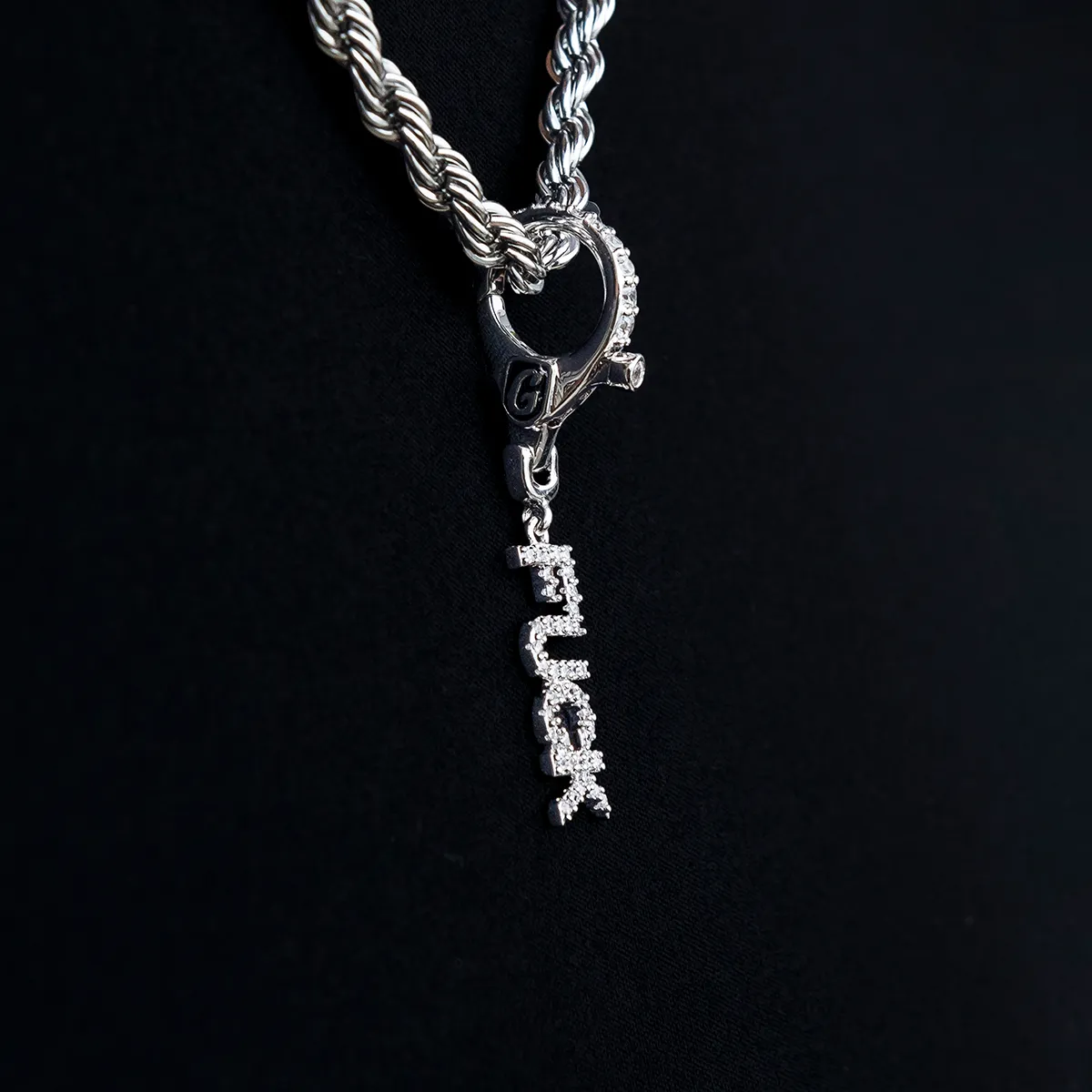 "Fuck" Clip On Pendant in White Gold