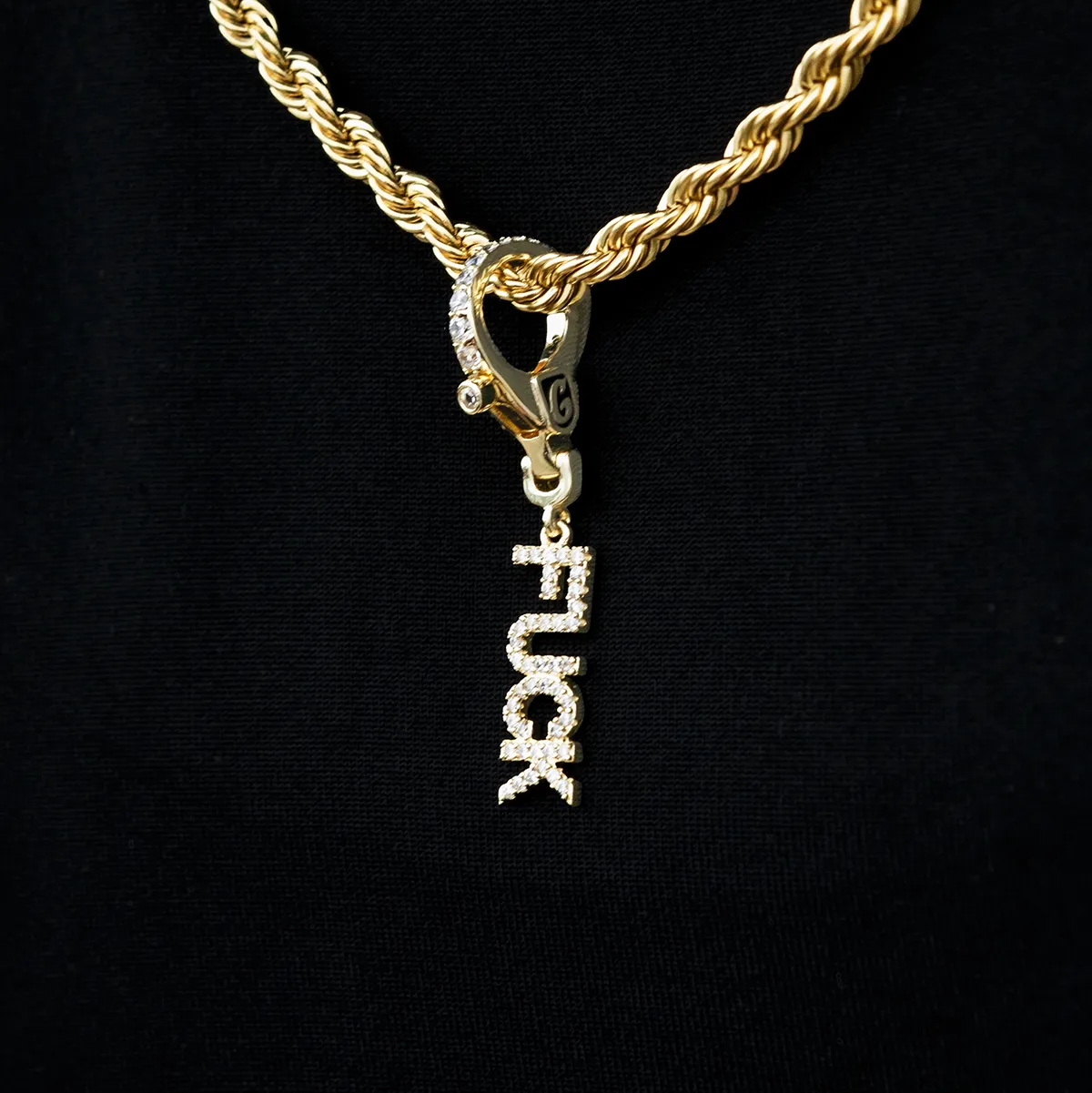 "Fuck" Clip On Pendant in Yellow Gold