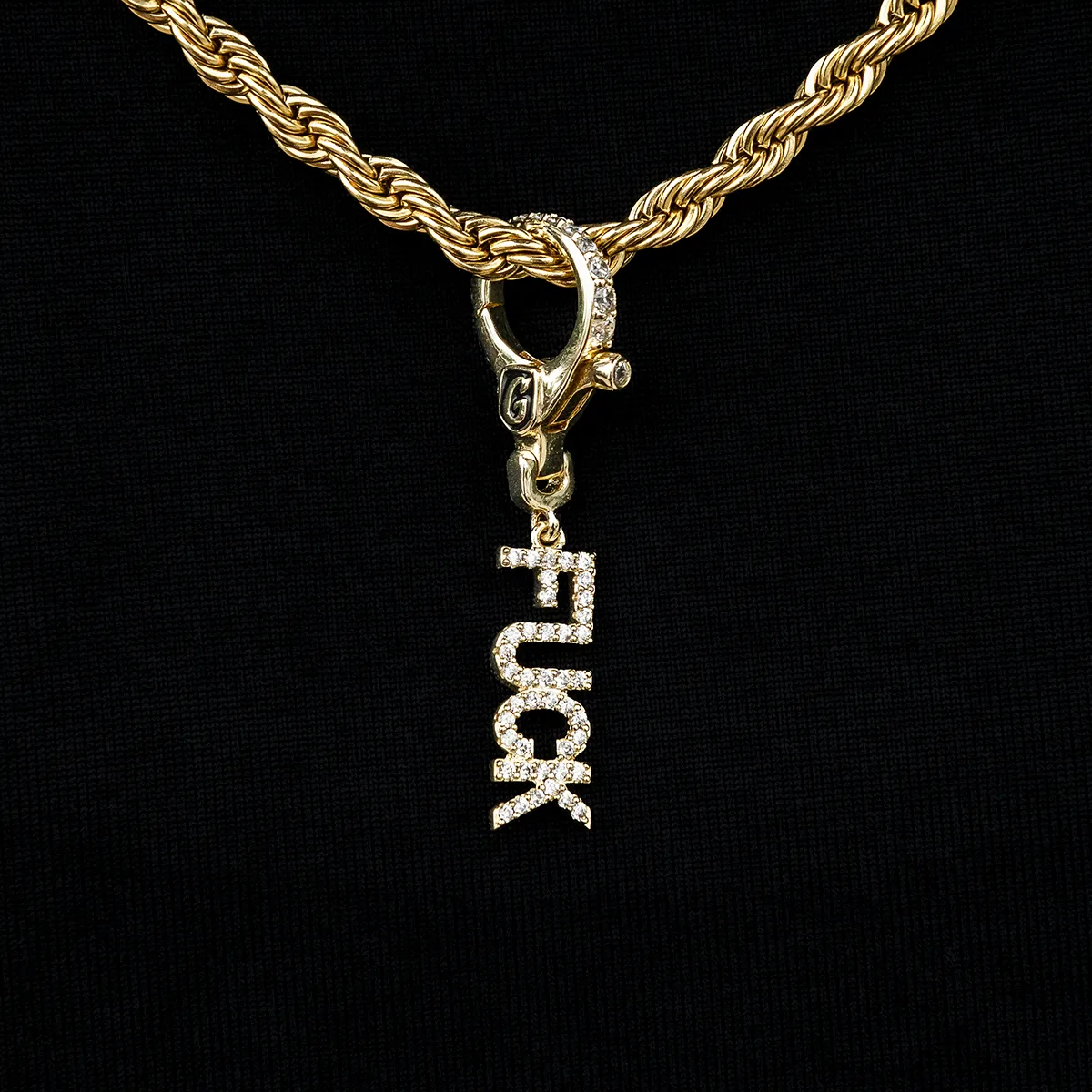 "Fuck" Clip On Pendant in Yellow Gold
