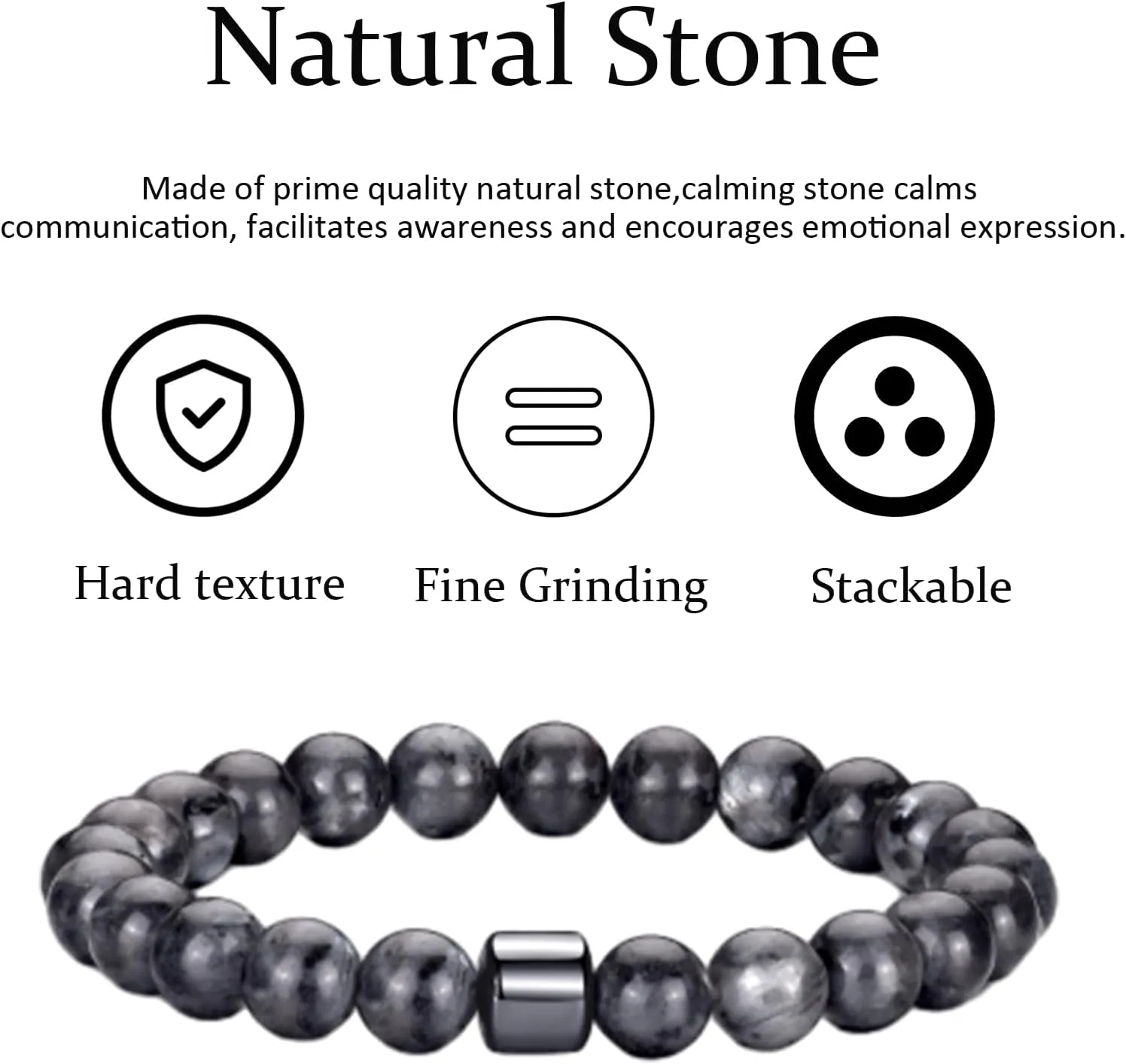 RANKEEF Tiger Eye Bracelet For Men 8MM Natural Stone Stretch Adjustable Black Crystal Beaded Bracelet for Men Women Gifts