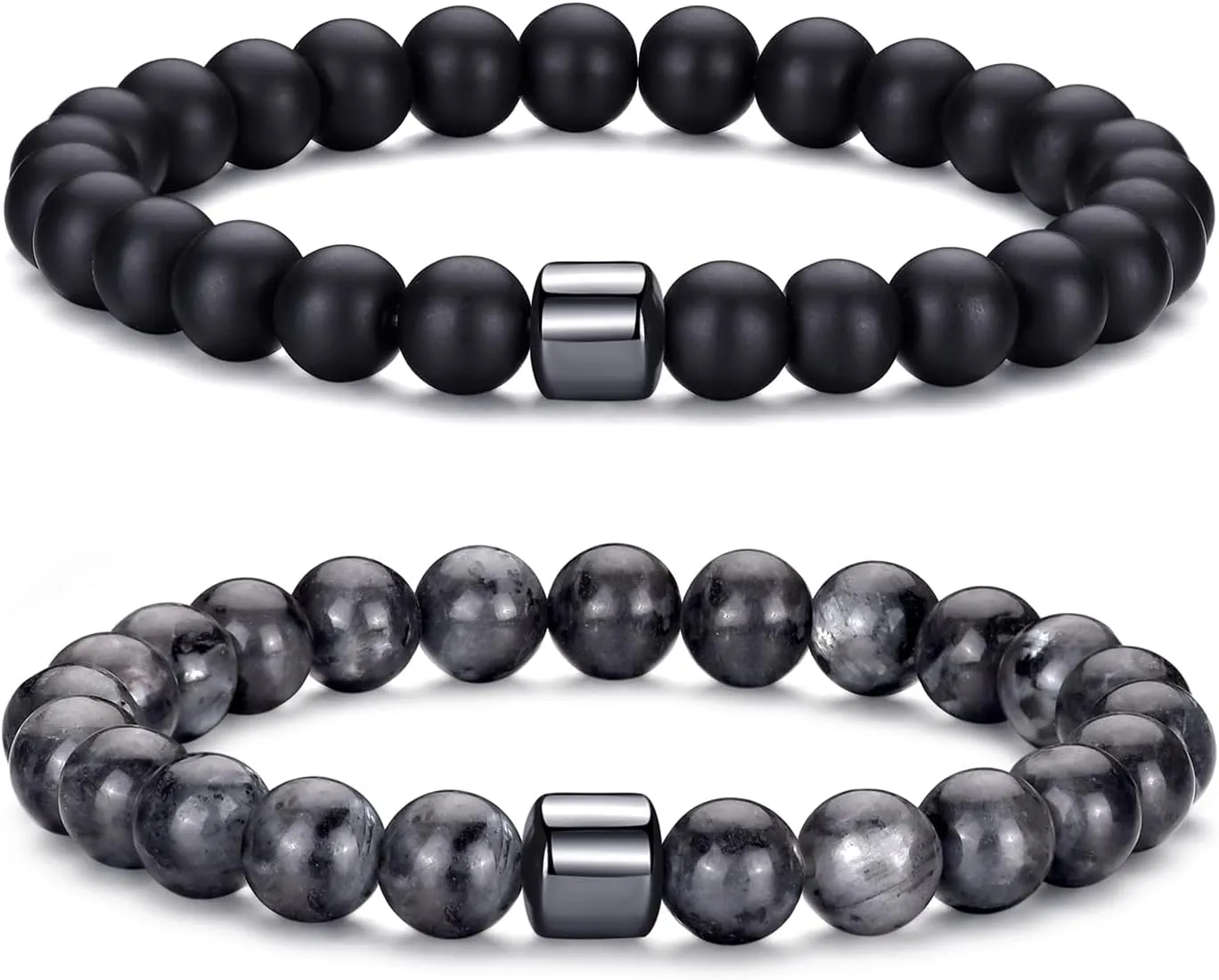 RANKEEF Tiger Eye Bracelet For Men 8MM Natural Stone Stretch Adjustable Black Crystal Beaded Bracelet for Men Women Gifts