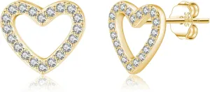 Reffeer Solid 925 Sterling Silver CZ Heart Stud Earrings for Women Teens Open Heart Earrings Stud Hypoallergenic