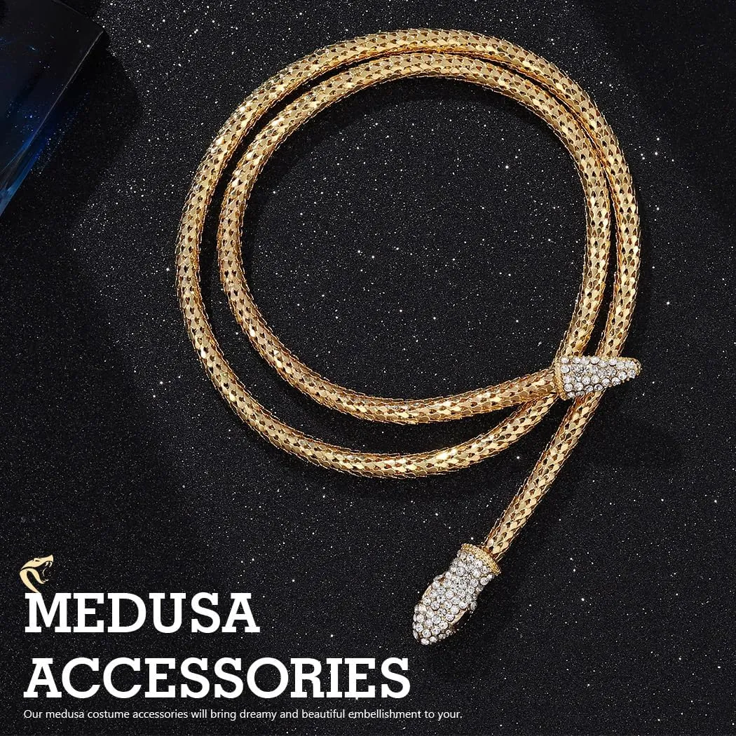 Rhinestone Snake Necklace Bendable Snake Choker Necklaces Halloween Fashion Jewelry for Women