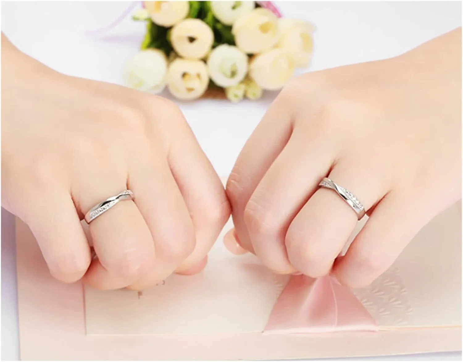 Rings for Couples Adjustable, 925 Sterling Silver Wedding Rings for Couples Customize Infinity Ring with Cubic Zirconia