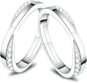Rings for Couples Adjustable, 925 Sterling Silver Wedding Rings for Couples Customize Infinity Ring with Cubic Zirconia