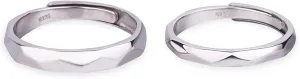Rings for Men and Women Couple, Engraved Rings for Couples Personalized Adjustable 925 Sterling Silver Multi-Facted Ring