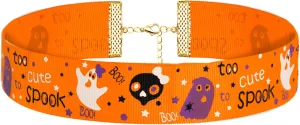 Ronglry Cute Halloween Choker Necklace for Women Halloween Chokers Ghost Spider Pumpkin Boo Cute Cartoon Necklace Halloween Spooky Choker Necklaces Halloween Collar Choker for Party Costumes Accessories