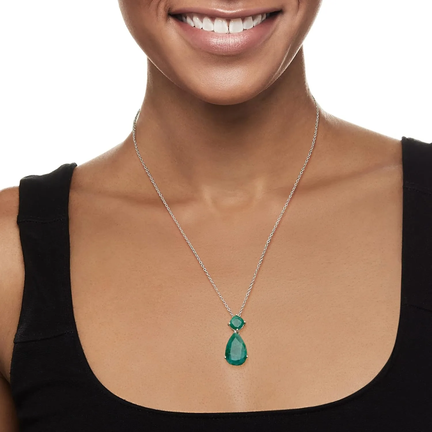 Ross-Simons 11.90 ct. t.w. Emerald Pendant Necklace in Sterling Silver