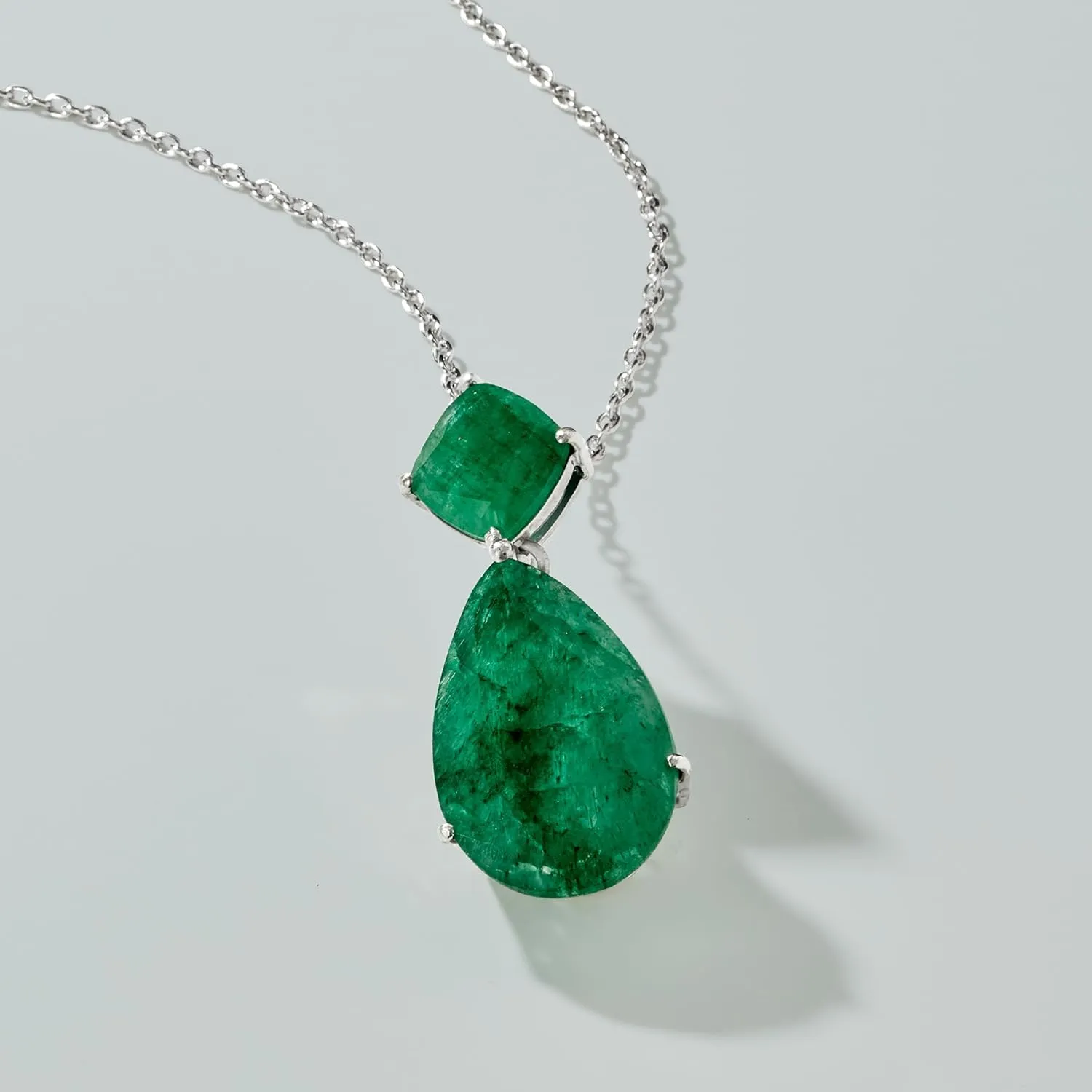 Ross-Simons 11.90 ct. t.w. Emerald Pendant Necklace in Sterling Silver