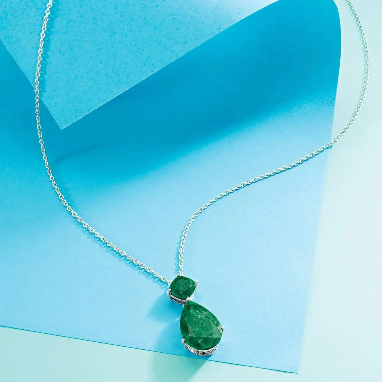 Ross-Simons 11.90 ct. t.w. Emerald Pendant Necklace in Sterling Silver