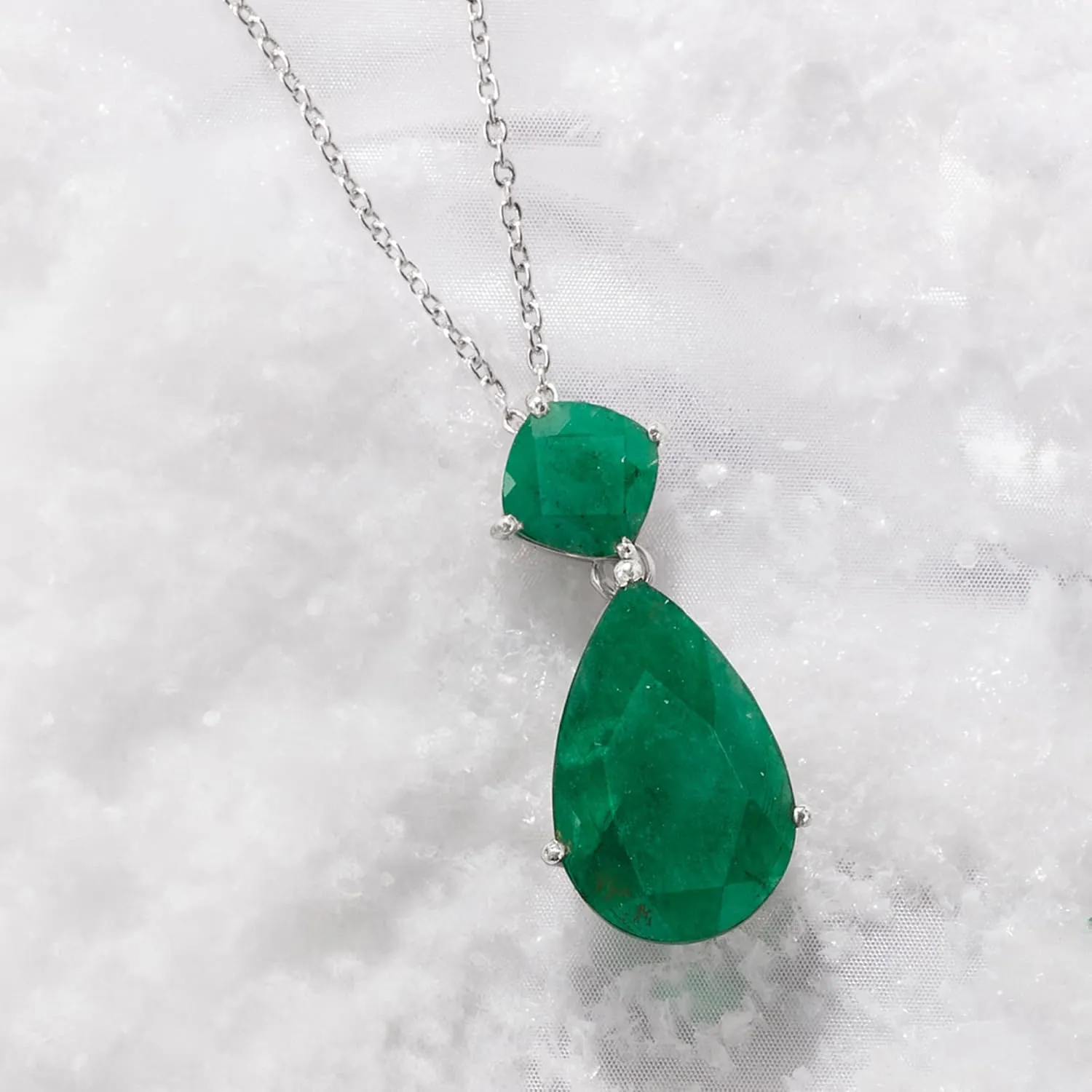 Ross-Simons 11.90 ct. t.w. Emerald Pendant Necklace in Sterling Silver