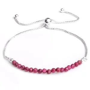 Ruby Bracelets for Women Birthstone Beaded Bracelet July Bracelet Bolo Beads Bracelet Gemstone Jewelry 925 Sterling Silver Plated Chain (6-9 inch Adjustable Length)