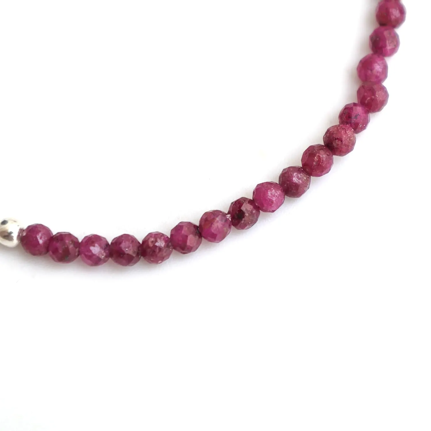 Ruby Bracelets for Women Birthstone Beaded Bracelet July Bracelet Bolo Beads Bracelet Gemstone Jewelry 925 Sterling Silver Plated Chain (6-9 inch Adjustable Length)
