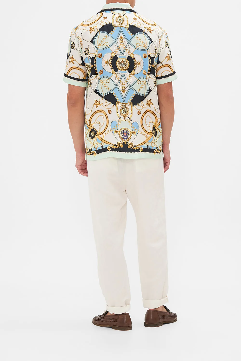 SHORT SLEEVE CAMP COLLARED SHIRT SEA CHARM