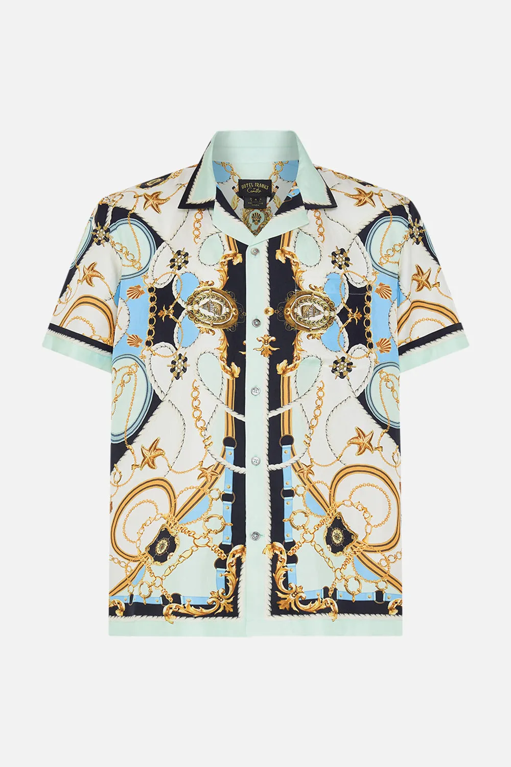 SHORT SLEEVE CAMP COLLARED SHIRT SEA CHARM