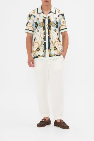 SHORT SLEEVE CAMP COLLARED SHIRT SEA CHARM