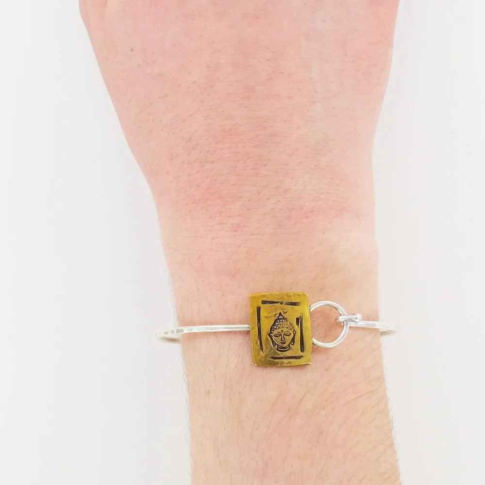 Silver Bracelet with Brass Buddha