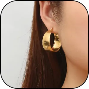 Silver Chunky Earrings for Women Gold Hoop Earrings Big Hoop Earrings 14K Plated Earrings Trendy 2024 Statement Earrings