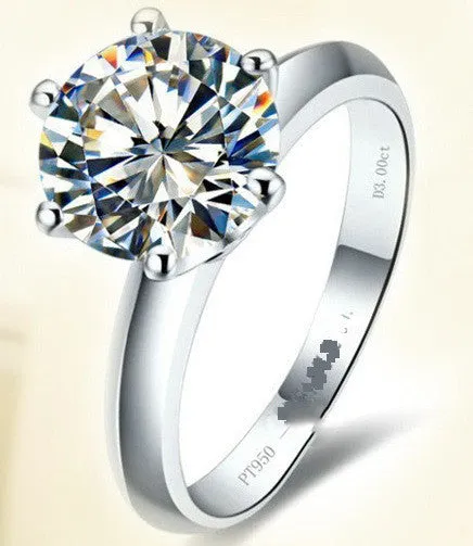 Silver Gold-plated Six-claw Engagement Ring