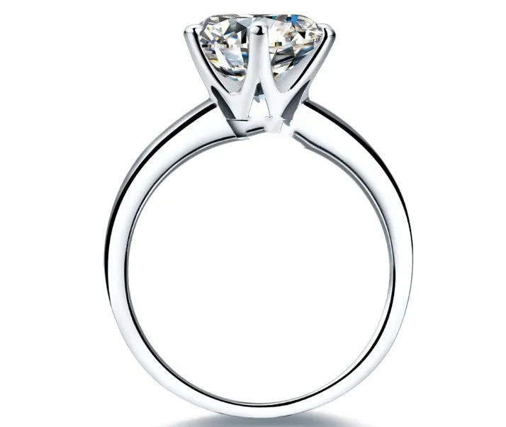Silver Gold-plated Six-claw Engagement Ring