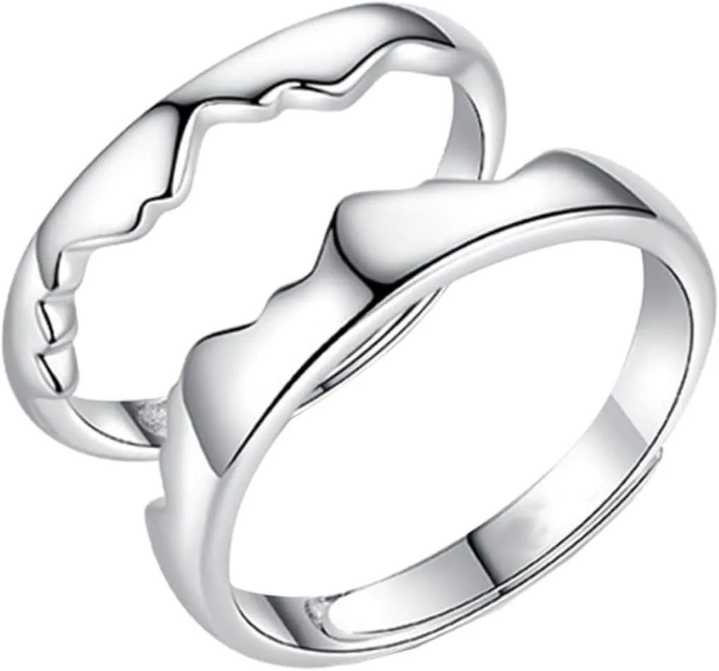 Silver Ring Set for Couples Matching Love Rings Decorative Finger Jewelry Present