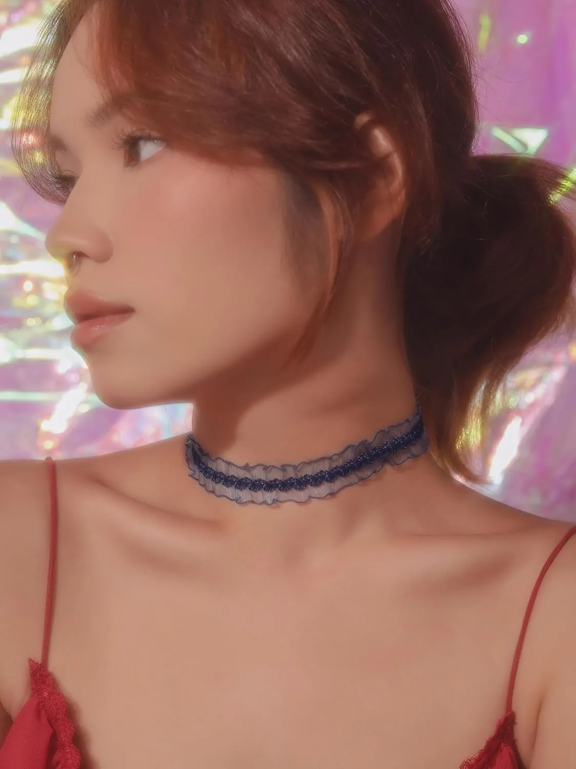Simple Minimal Wavy Chiffon Sheer Stretchable Choker Everyday Essential Necklaces Aesthetic Jewelry Accessories Gifts for Women