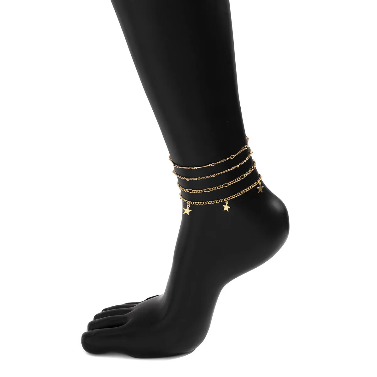Simple Star Tassel Thin Chain Set Anklet