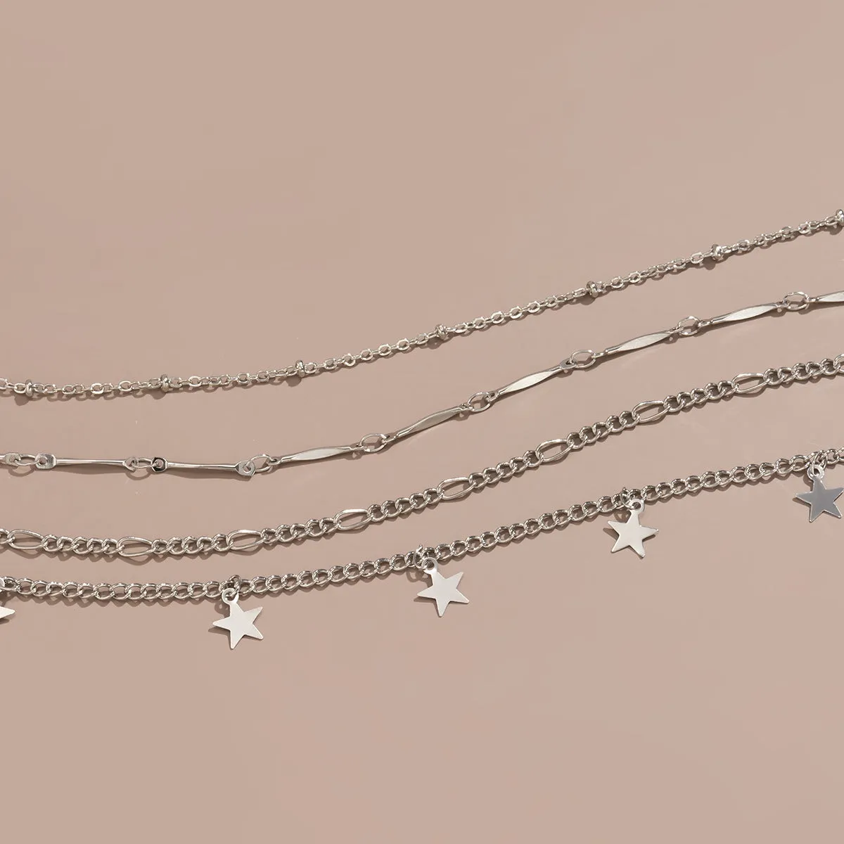 Simple Star Tassel Thin Chain Set Anklet