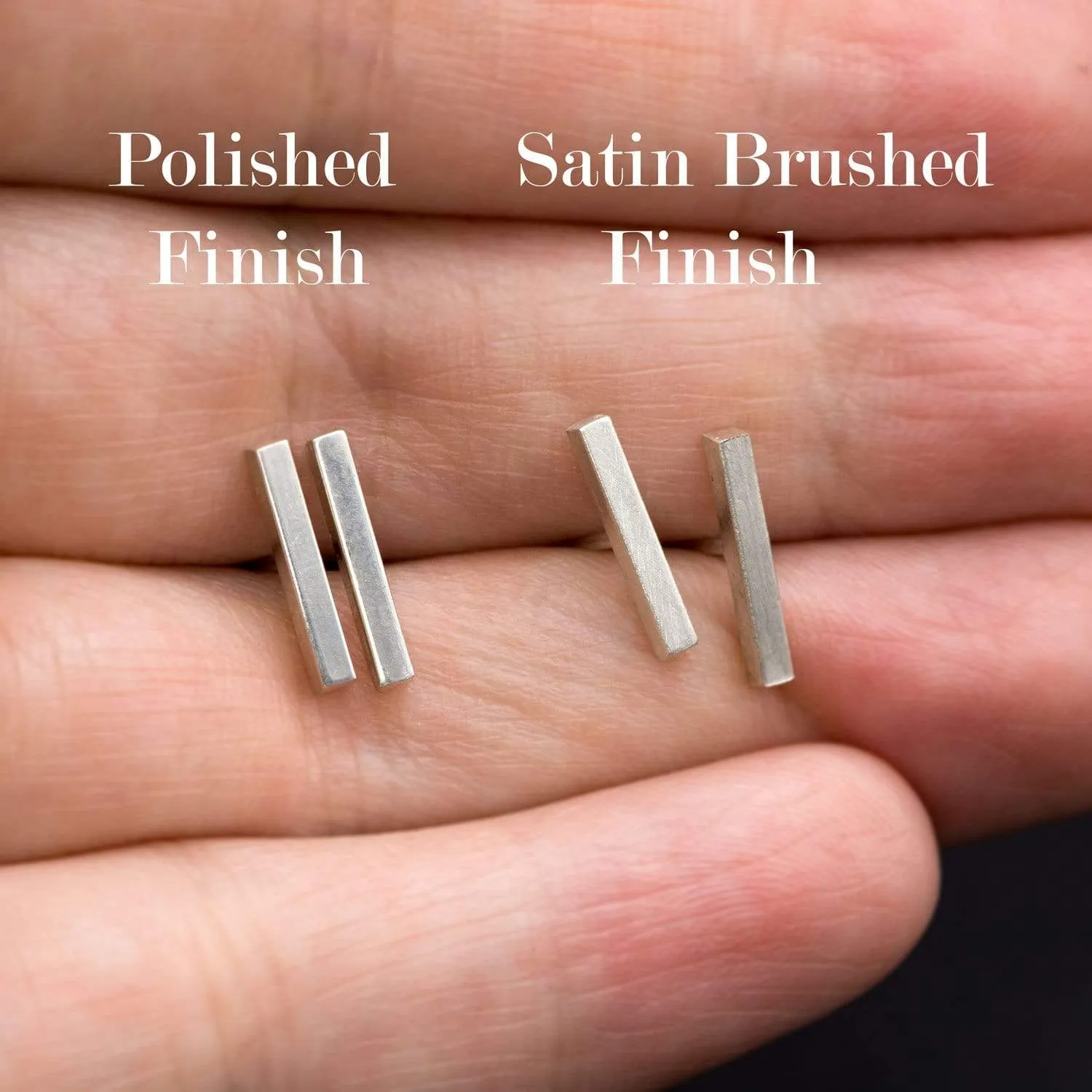Simple Sterling Silver Bar Studs Earrings, Ready to Ship