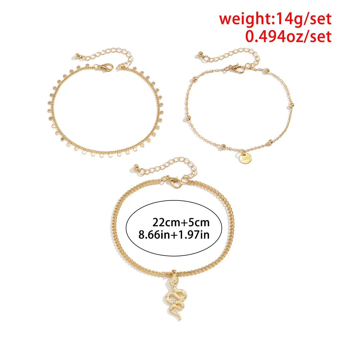 Simple Trend Micro-inlaid Snake-shaped Suit Anklet