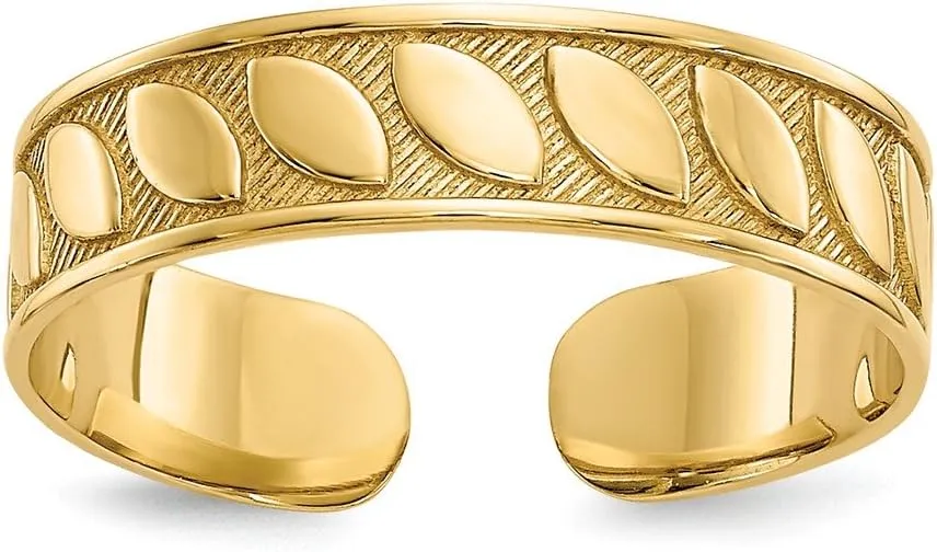 Solid 14k Yellow Gold Toe Ring Adjustable