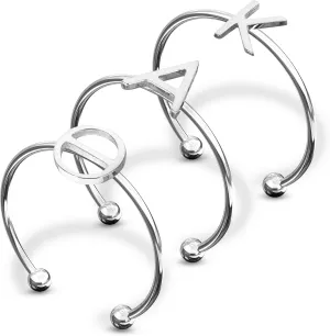 Sorority Shop Kappa Alpha Theta Stacking Ring Set - Adjustable Rings with Silver Plating
