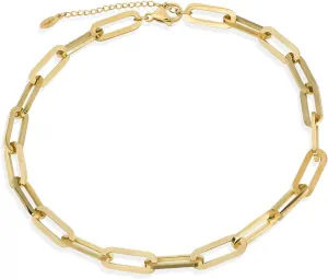 Stainless Steel Oval Chain Choker Necklace Bracelets Paperclip Rectangular Link Chain Choker Necklaces Chunky Collar Jewelry Set for Women Bridal