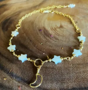 Star and Moon anklet - Gold-filled