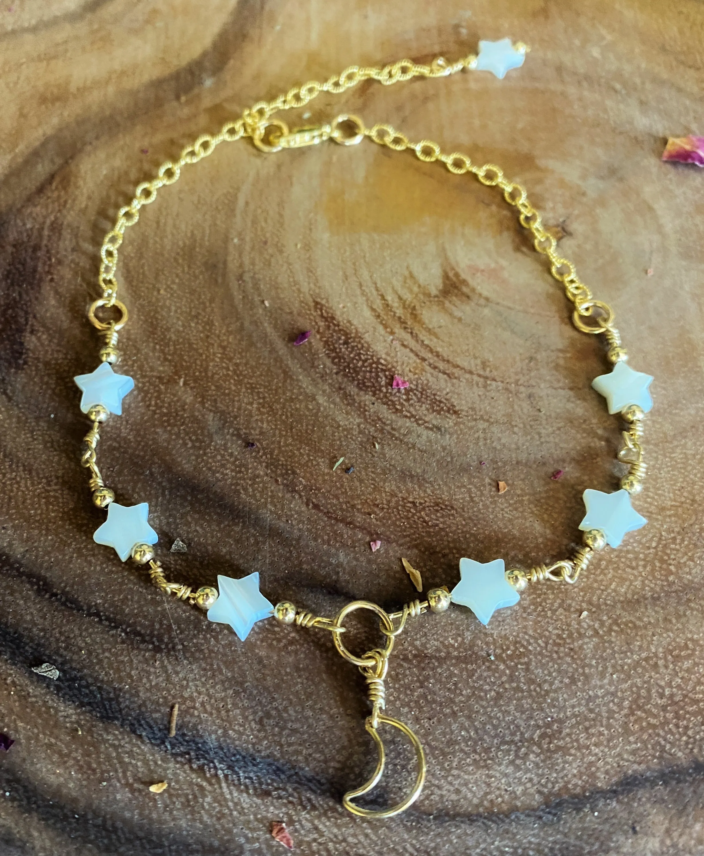 Star and Moon anklet - Gold-filled