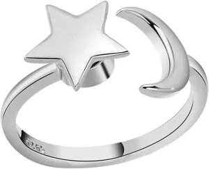 Star Moon Ring for Women Elegant Adjustable Knuckle Ring for Wife/girlfriend