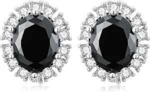 Sterling Silver Black Onyx Earring Studs for Women s925 Silver Natural Black Onyx with Lab Created Diamond Earrings for Her Mom Ladies Valentines Day Mothers Day