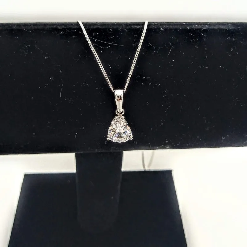 Sterling Silver Pear Cut CZ Pendant