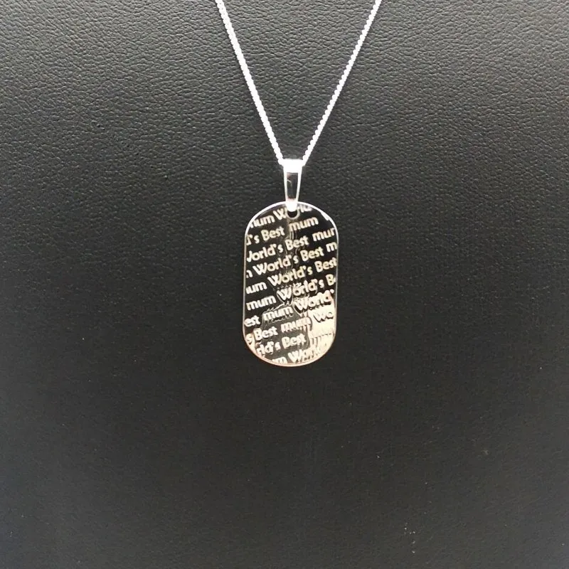 Sterling Silver "World's Best Mum" Dog Tag