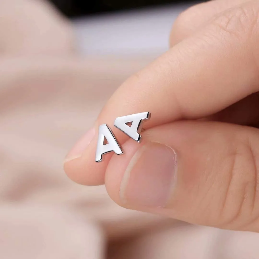 Sterling Silver Stud Earrings for Women, 925 Sterling Silver Initial Stud Earrings Hypoallergenic Earrings for Women Jewelry Gifts