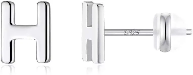 Sterling Silver Stud Earrings for Women, 925 Sterling Silver Initial Stud Earrings Hypoallergenic Earrings for Women Jewelry Gifts