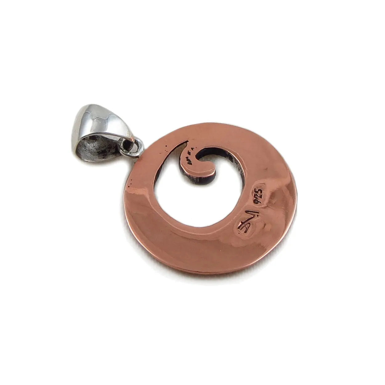 Stylish 925 Silver and Copper Circle Drop Pendant Necklace