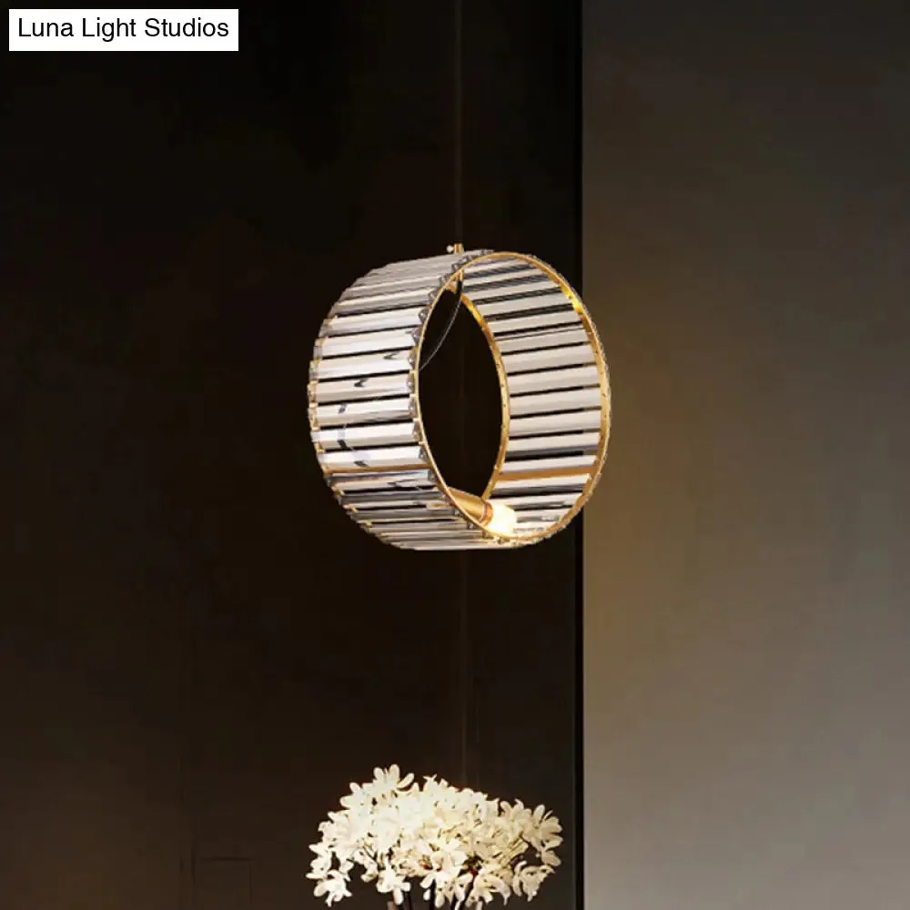 Stylish Ribbed Crystal Pendant - Modern Brass Hanging Lamp