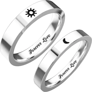 Sun and Moon Rings Matching Rings for Couples Personalized Rings Promise Couple Ring Customized Engagement Wedding Ring Band Sets for Him and Her Sterling Silver High Polished Comfort Fit