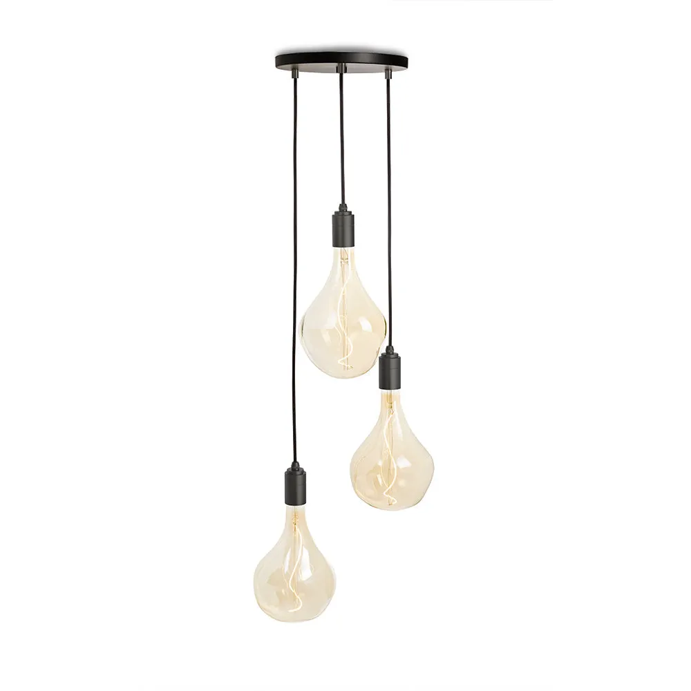 Tala Triple Pendant Graphite with Voronoi II, Black Canopy