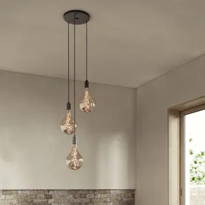 Tala Triple Pendant Graphite with Voronoi II, Black Canopy