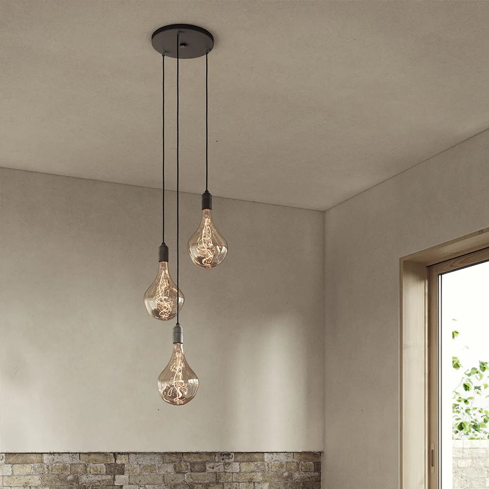 Tala Triple Pendant Graphite with Voronoi II, Black Canopy