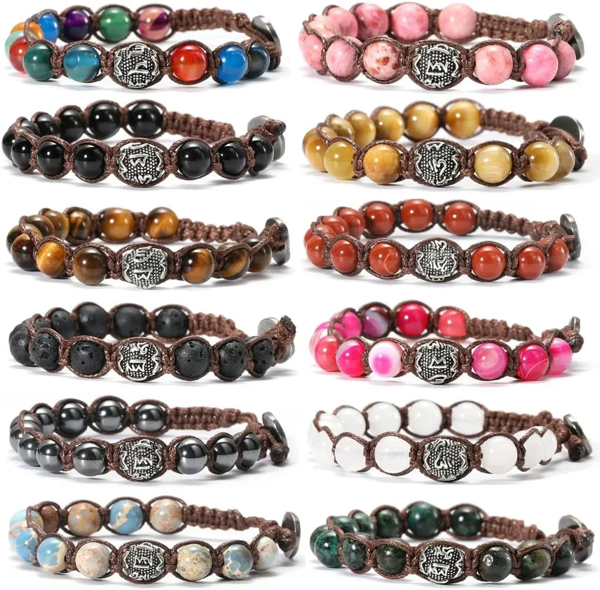 Tibetan Buddhism Natural Stone Beads Beads Woven Rope Bracelet for Men and Women