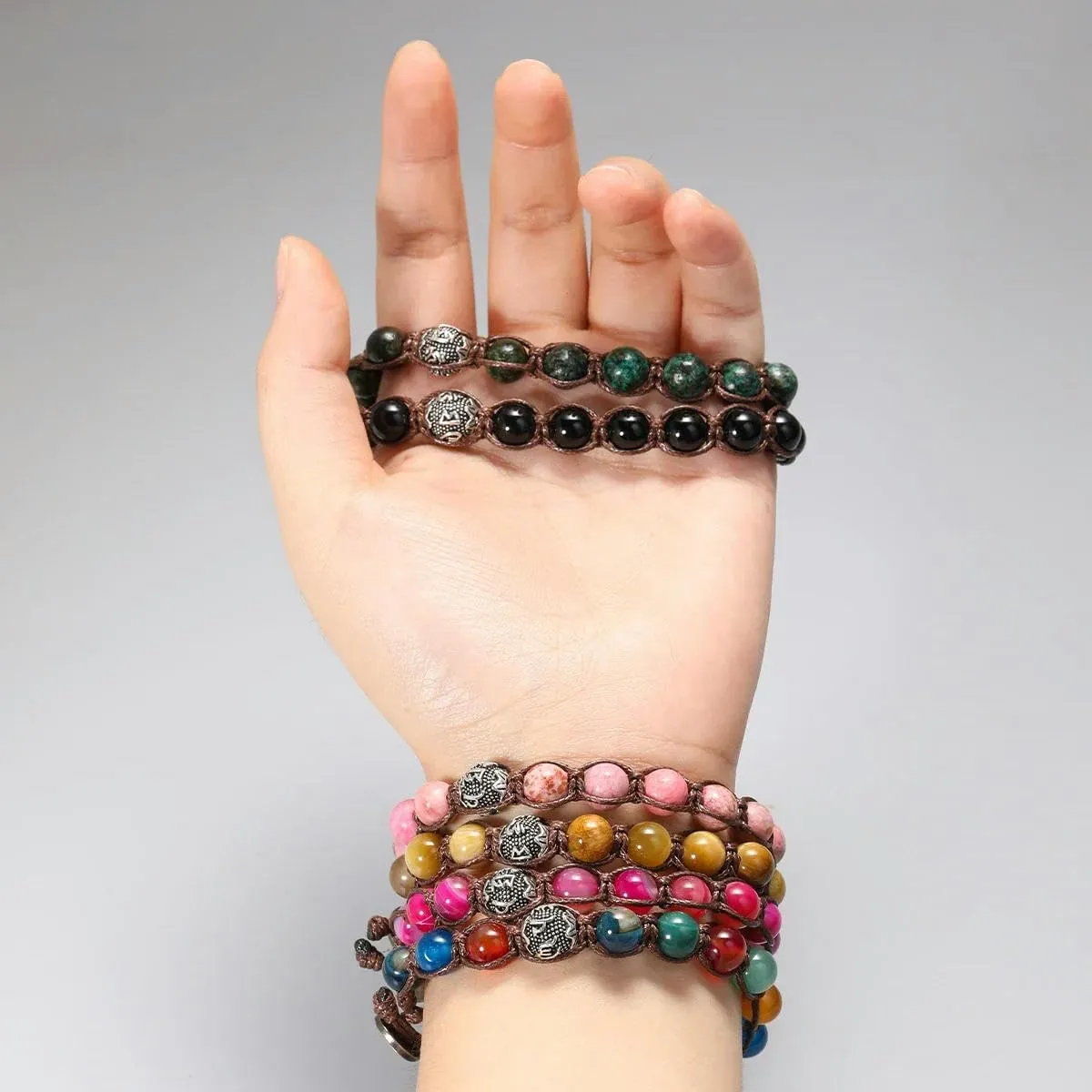 Tibetan Buddhism Natural Stone Beads Beads Woven Rope Bracelet for Men and Women